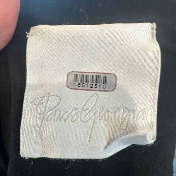 Paris Georgia Black Ruched Midi Dress MEDIUM Bodycon Off Shoulder Cocktail $250 - Picture 10 of 10